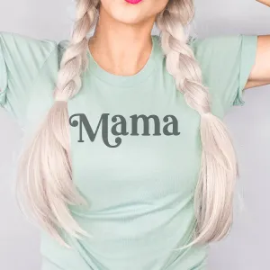 MomLife - Mama Retro Graphic T-Shirt- DUSTY BLUE