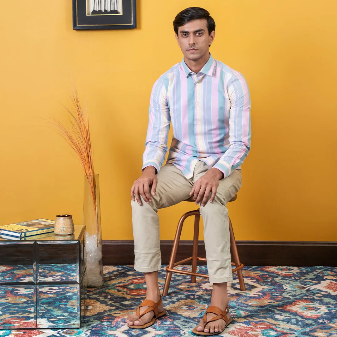 Multitrack Stripes Oxford Cotton Casual Shirt