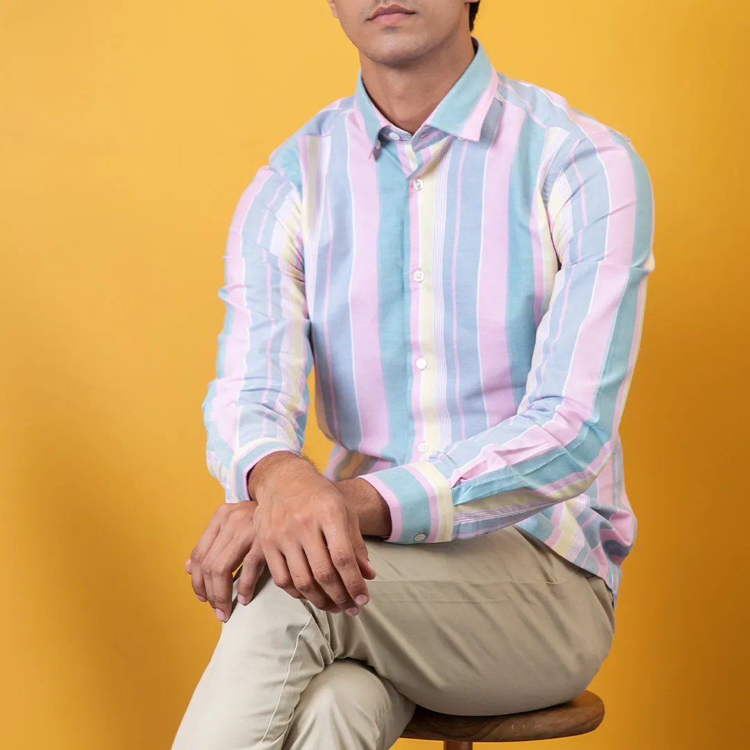 Multitrack Stripes Oxford Cotton Casual Shirt