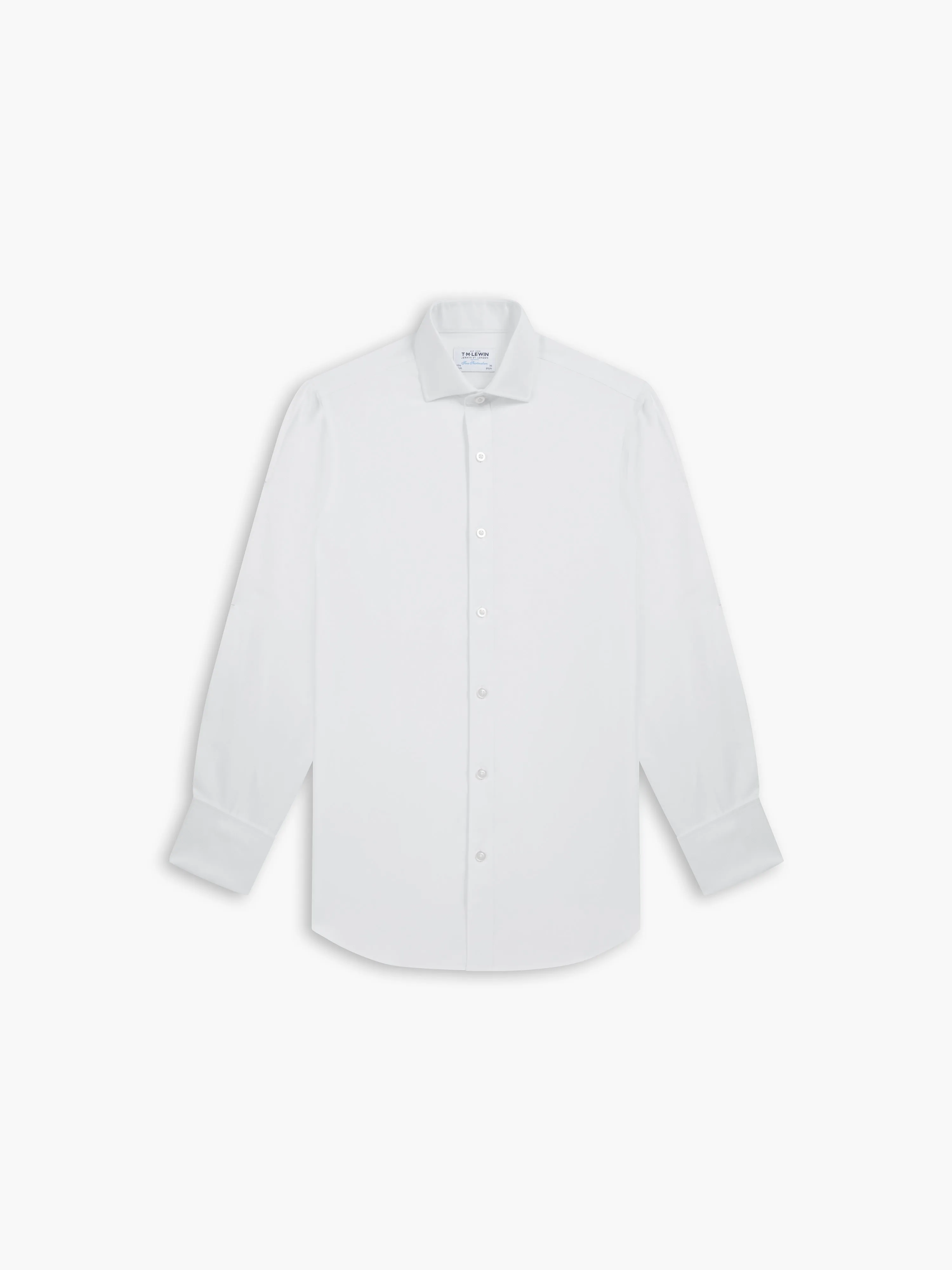 Non-Iron White Royal Oxford Fitted Dual Cuff Classic Collar Shirt