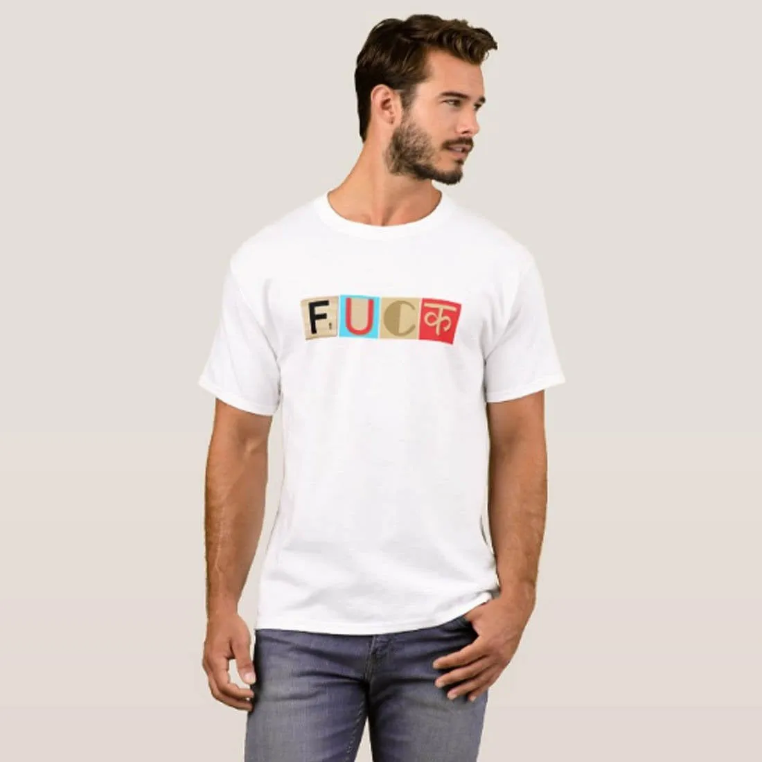 Nutcase Designer Round Neck Men's T-Shirt Wrinkle-Free Poly Cotton Tees - Fuck