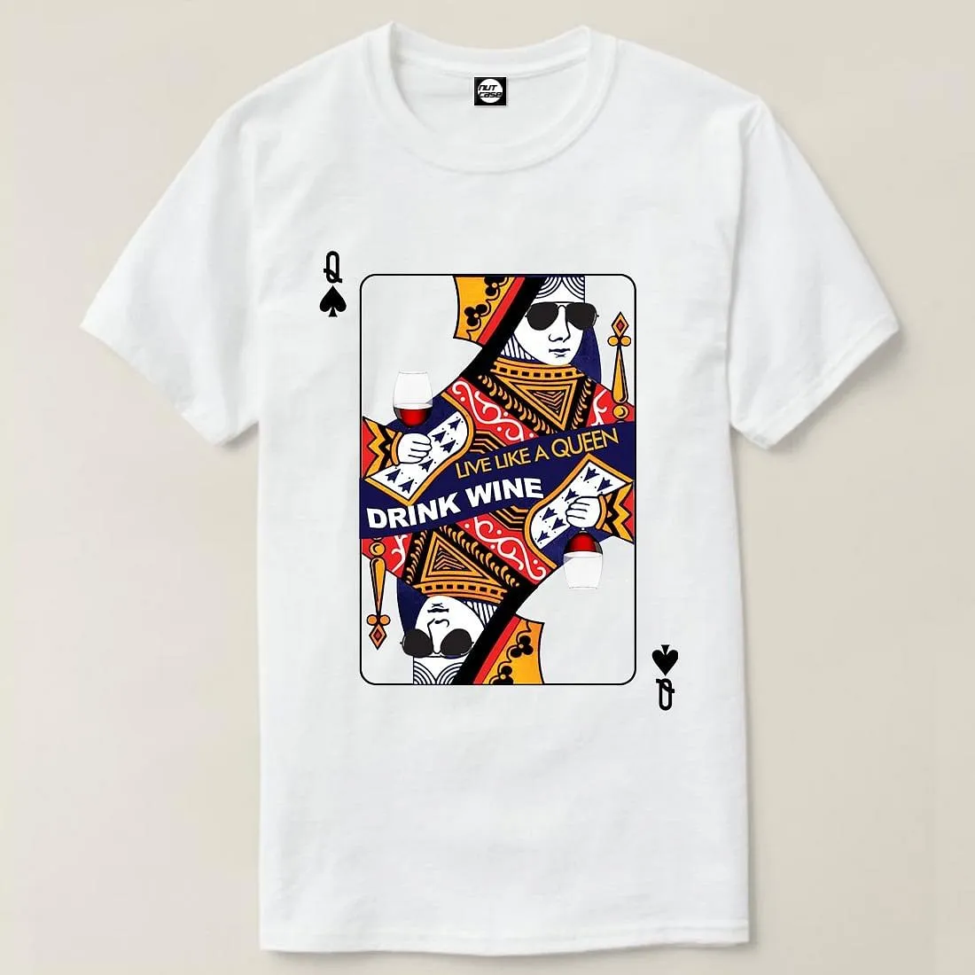 Nutcase Designer Round Neck Men's T-Shirt Wrinkle-Free Poly Cotton Tees - Queen