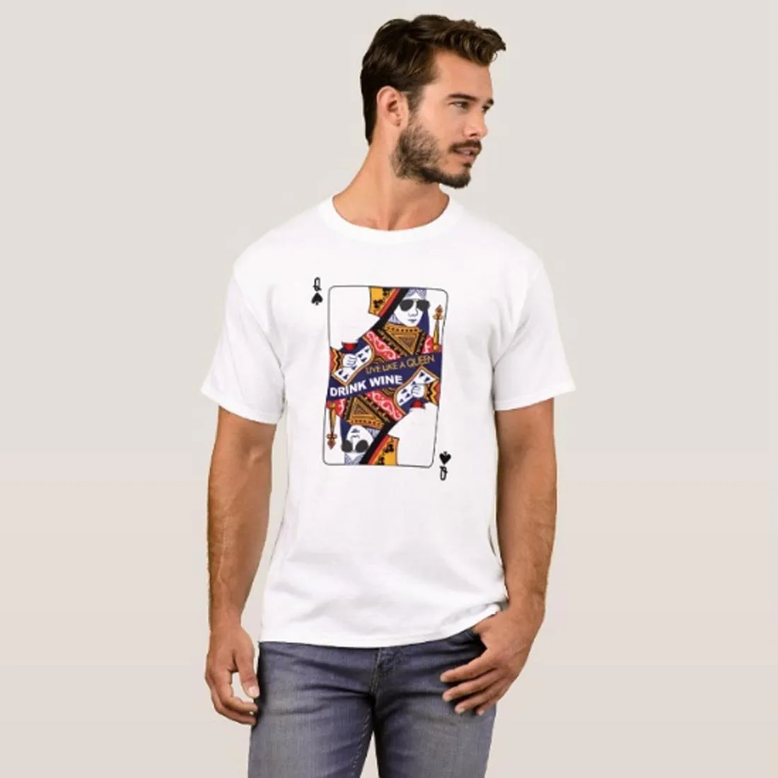 Nutcase Designer Round Neck Men's T-Shirt Wrinkle-Free Poly Cotton Tees - Queen