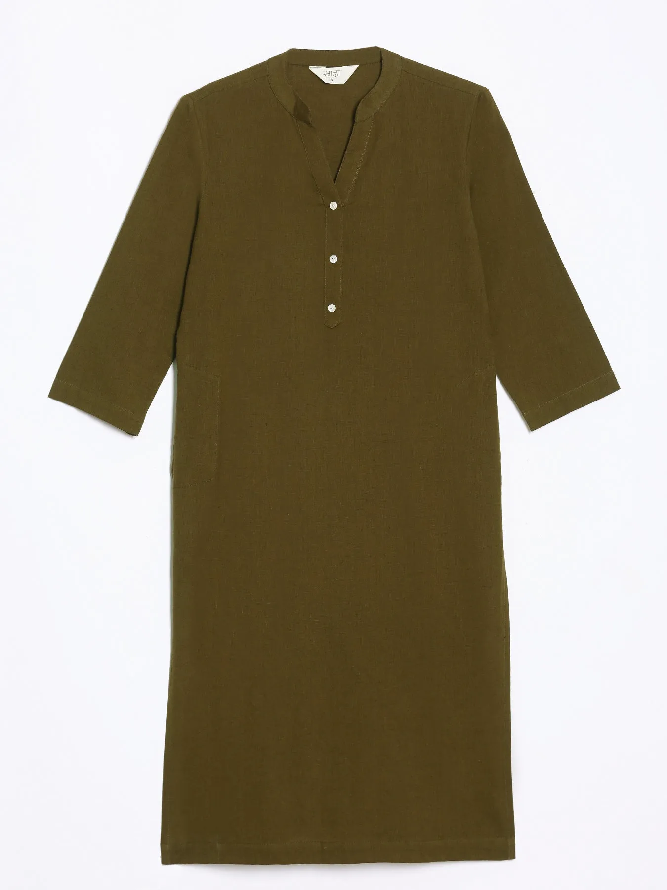 Olive Green Airy Linen Long Kurta
