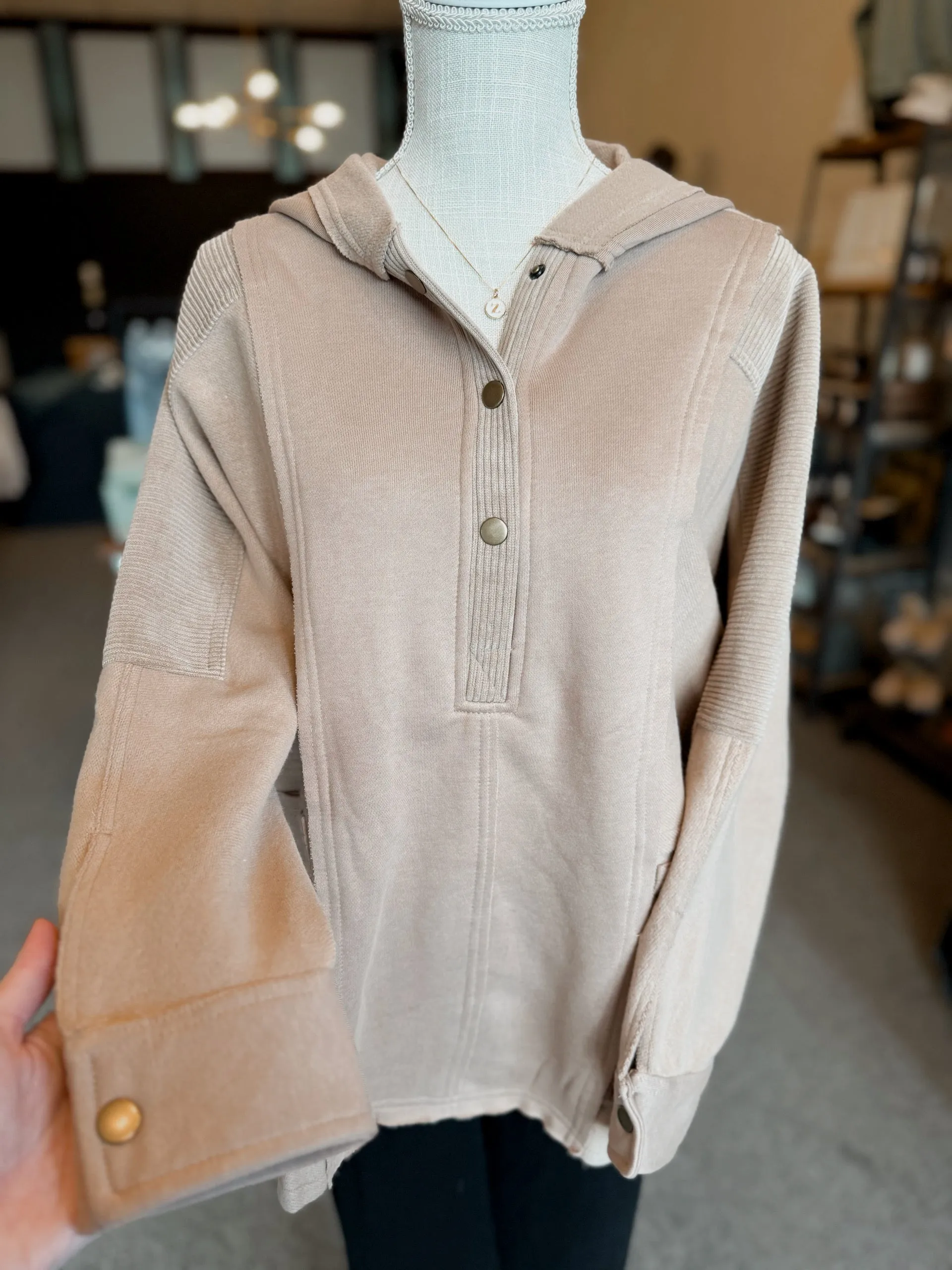 Patchwork Hooded Pullover