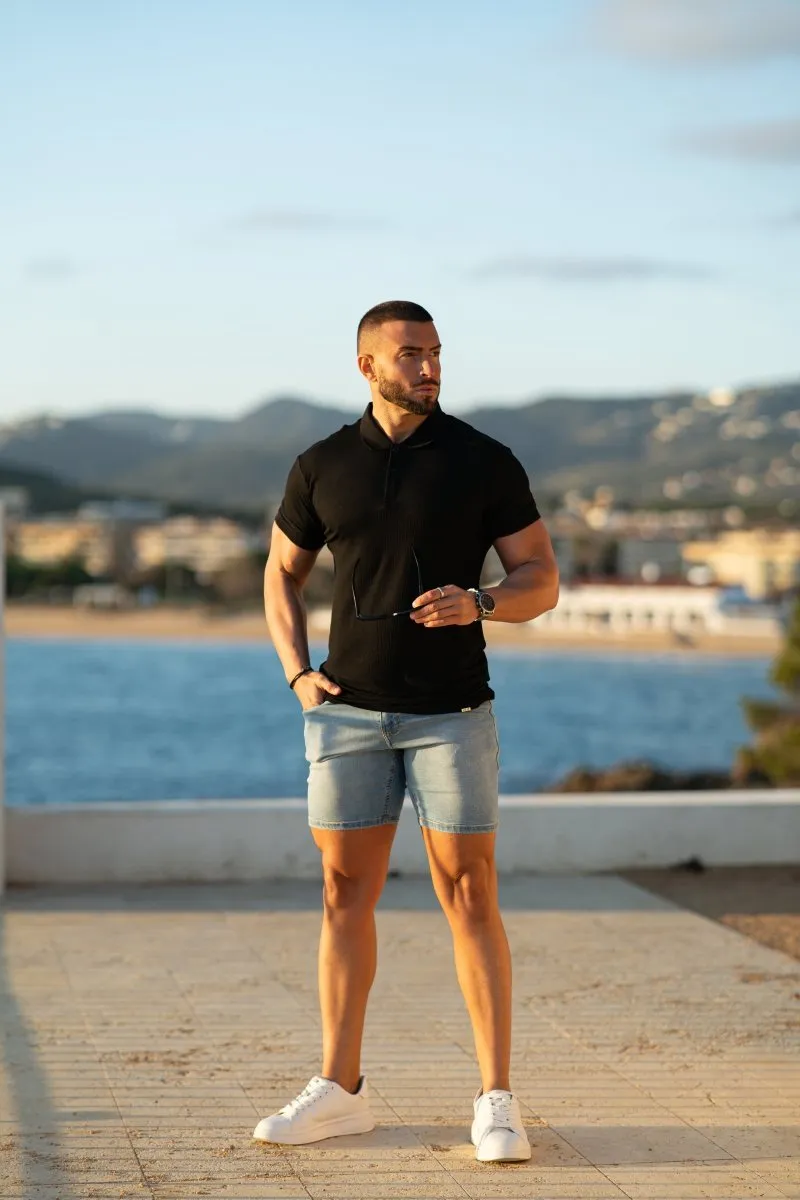 Performance Ribbed Polo - Black