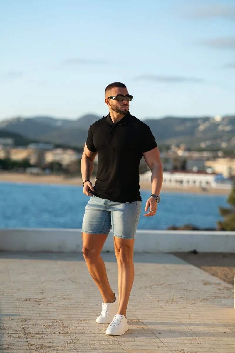 Performance Ribbed Polo - Black