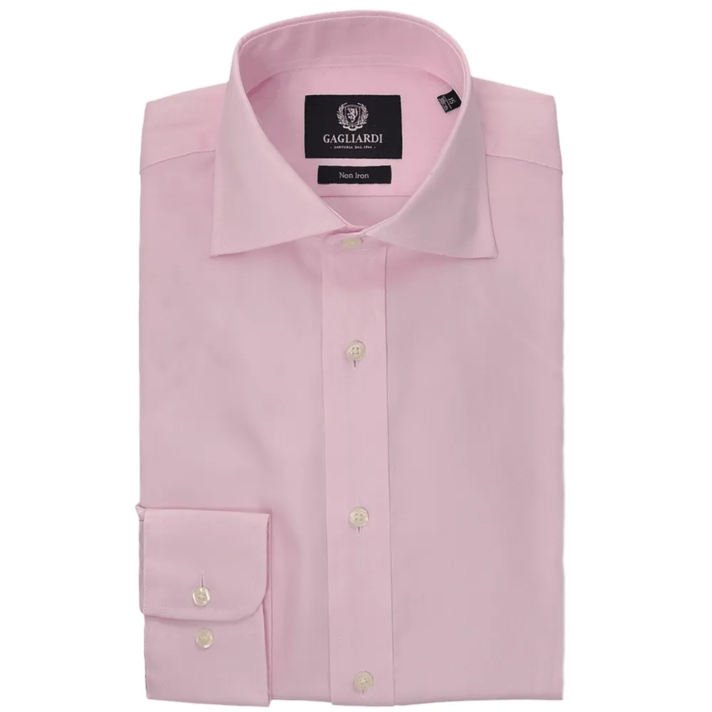 Pink Oxford Cutaway Collar Single Cuffed Slim-Fit Non-Iron Shirt