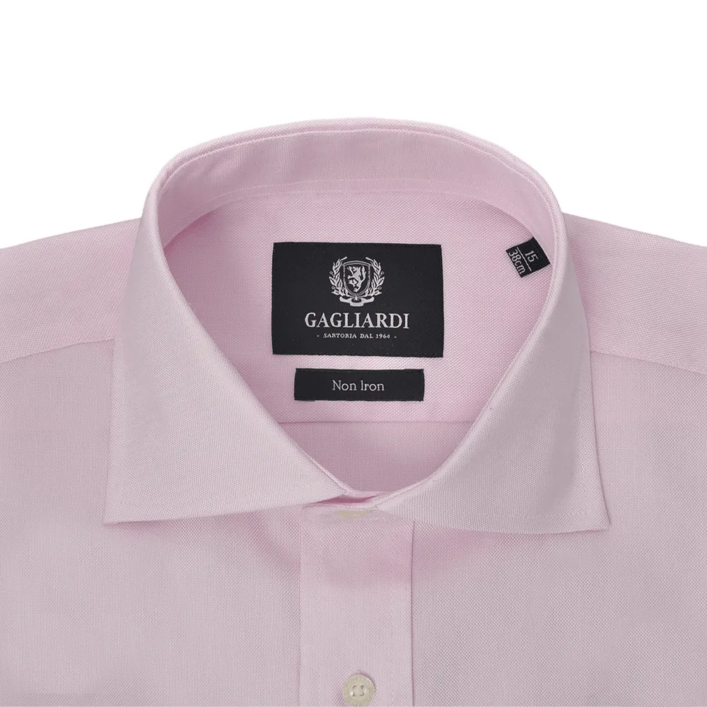 Pink Oxford Cutaway Collar Single Cuffed Slim-Fit Non-Iron Shirt