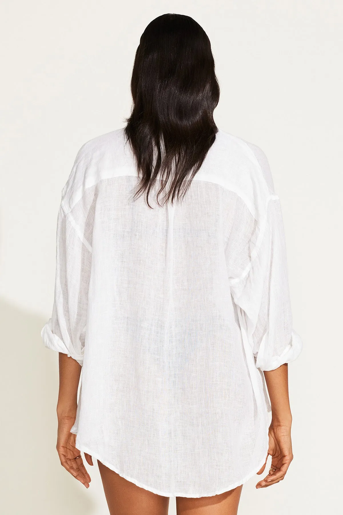 Playa Linen Boyfriend Shirt - White EcoLinen