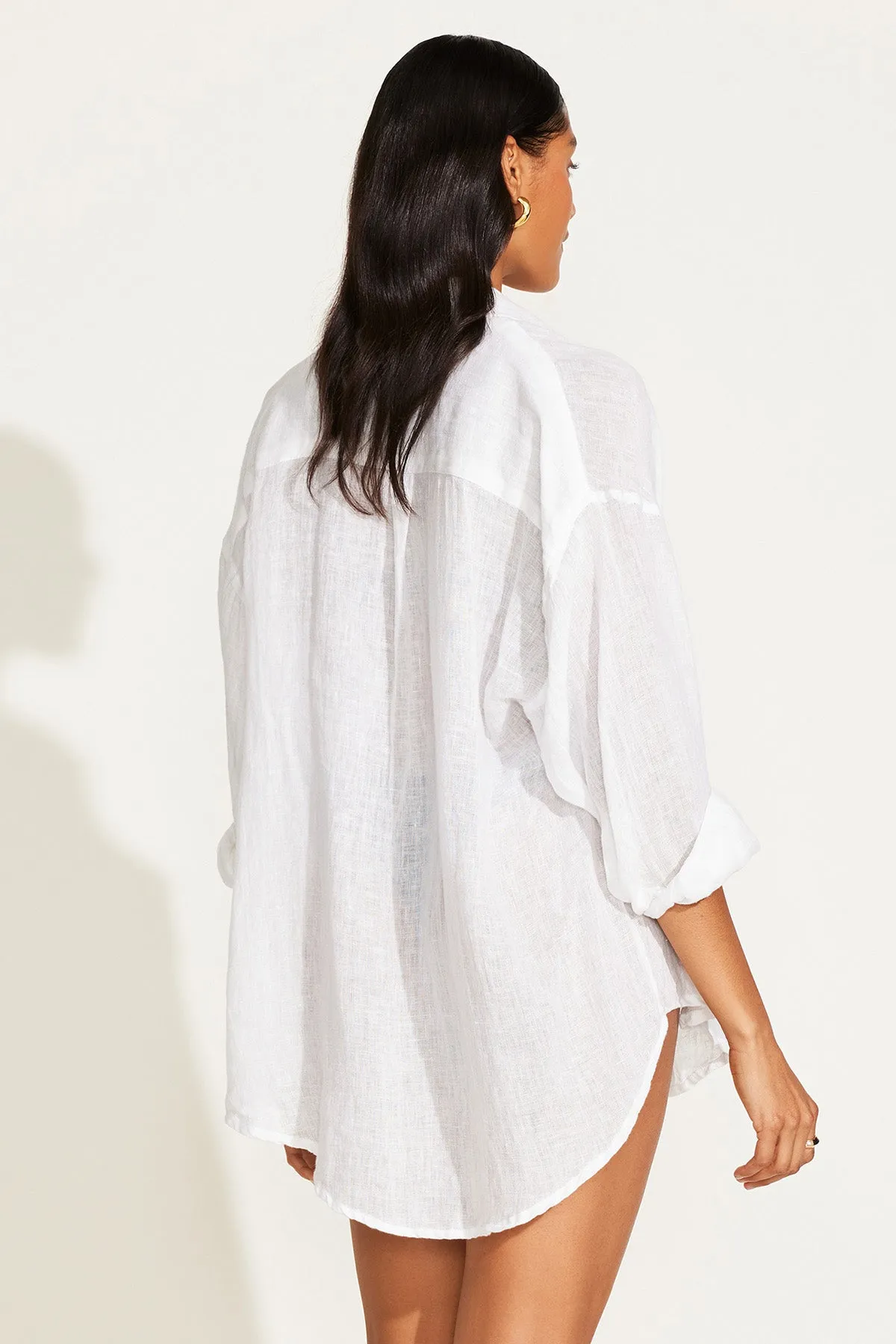 Playa Linen Boyfriend Shirt - White EcoLinen