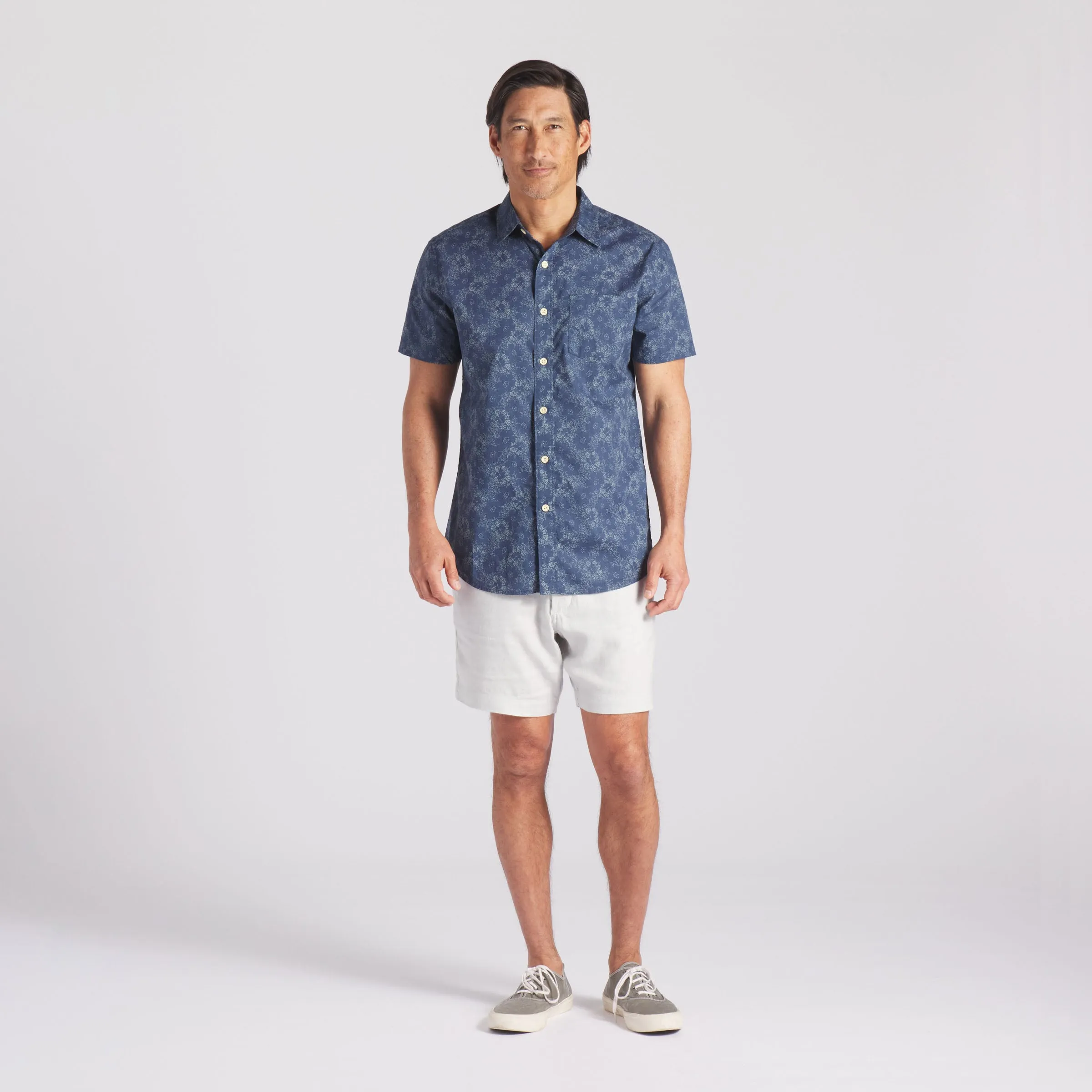 Printed Light Weight Poplin Shirt - Wrought Iron