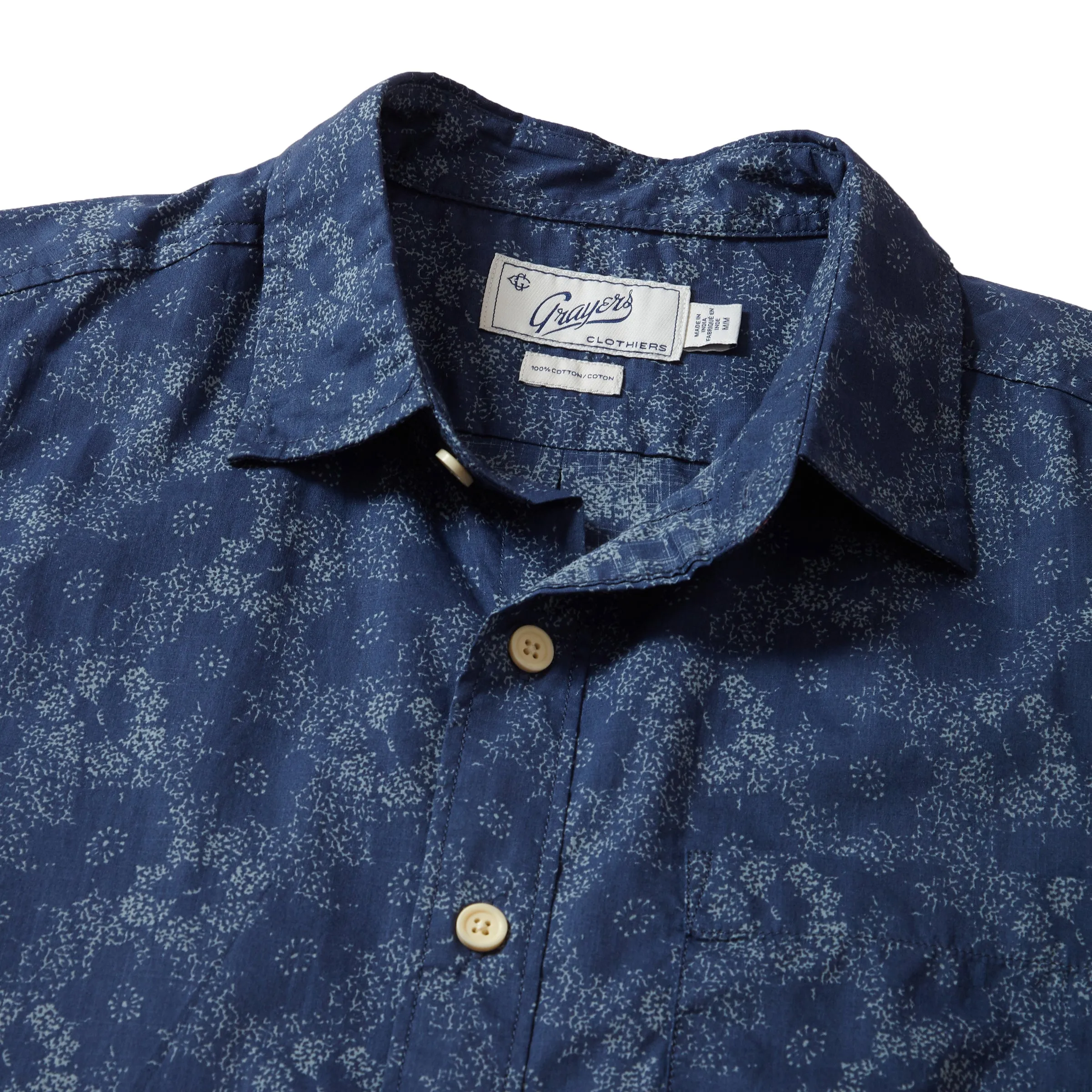Printed Light Weight Poplin Shirt - Wrought Iron