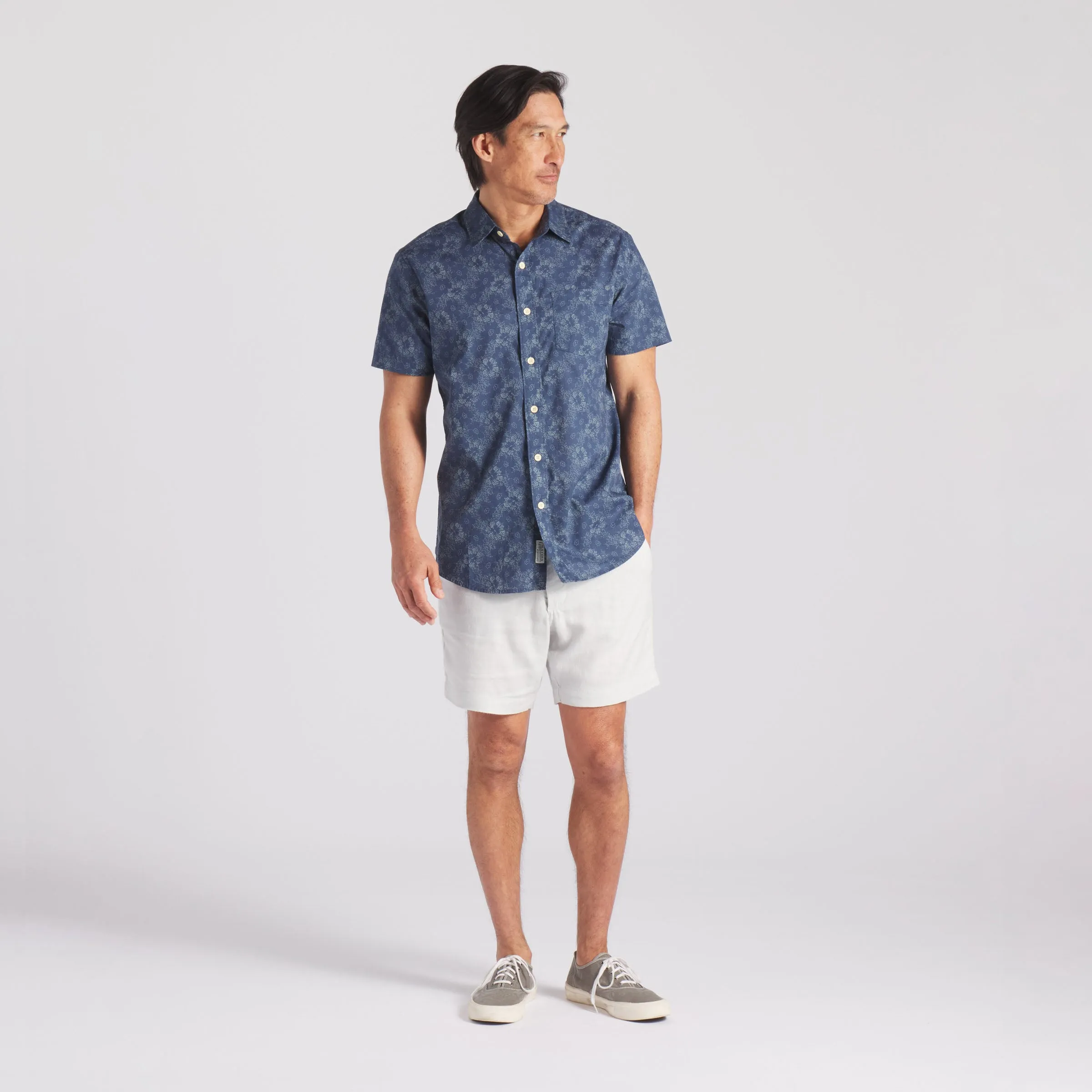Printed Light Weight Poplin Shirt - Wrought Iron