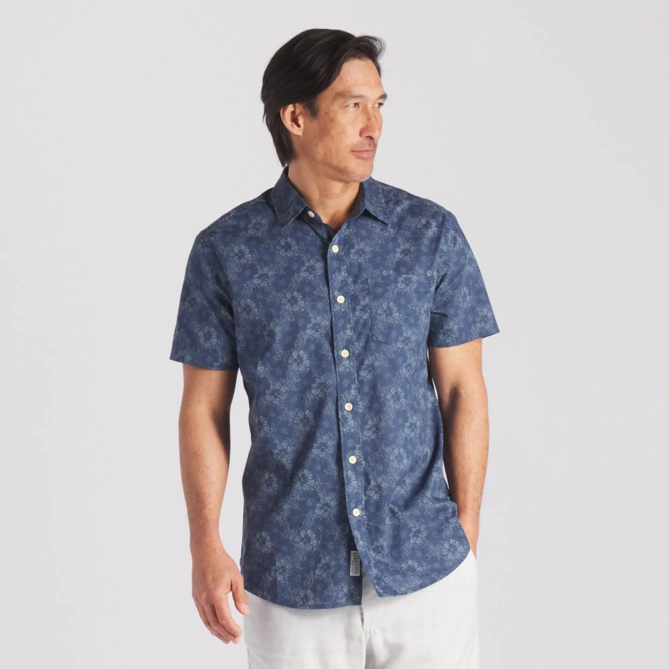 Printed Light Weight Poplin Shirt - Wrought Iron