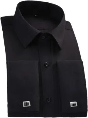 Pulcykp Men's Slim Fit French Cufflinks Shirt Long Sleeve Cotton Tuxedo Shirt Formal Dress Shirts