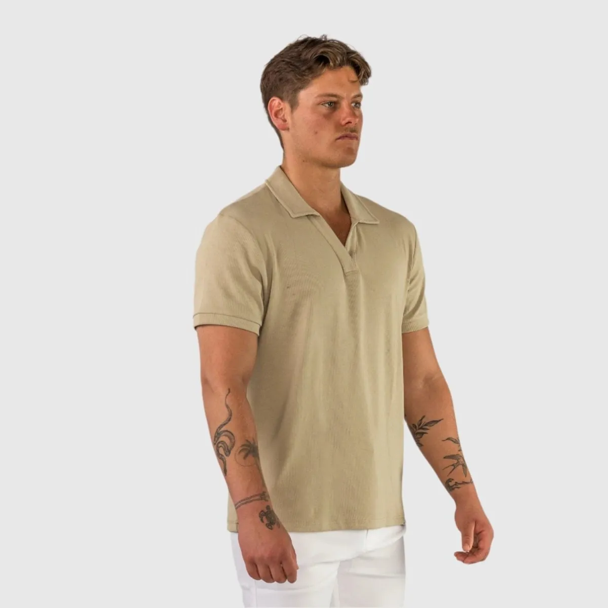 Rayon Stretch Polo - Oat