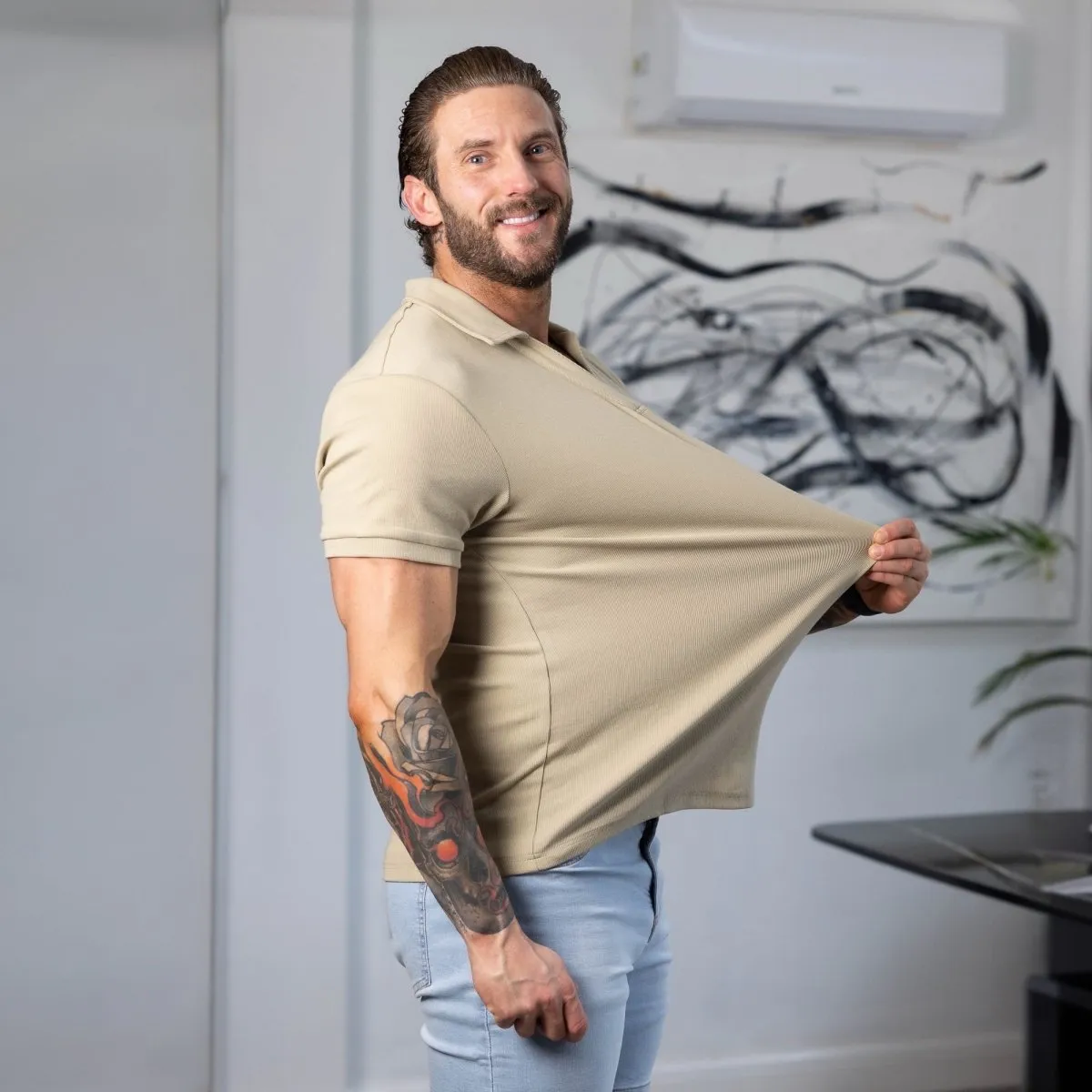 Rayon Stretch Polo - Oat