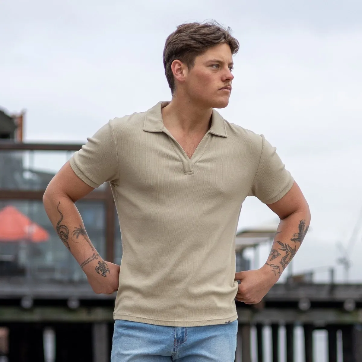 Rayon Stretch Polo - Oat