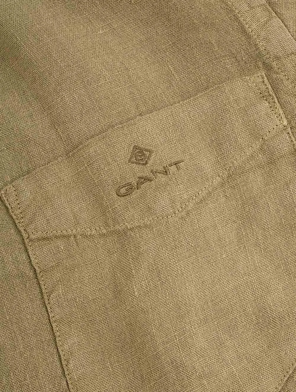 Regular Fit Garment Dyed Linen Shirt Racing Green