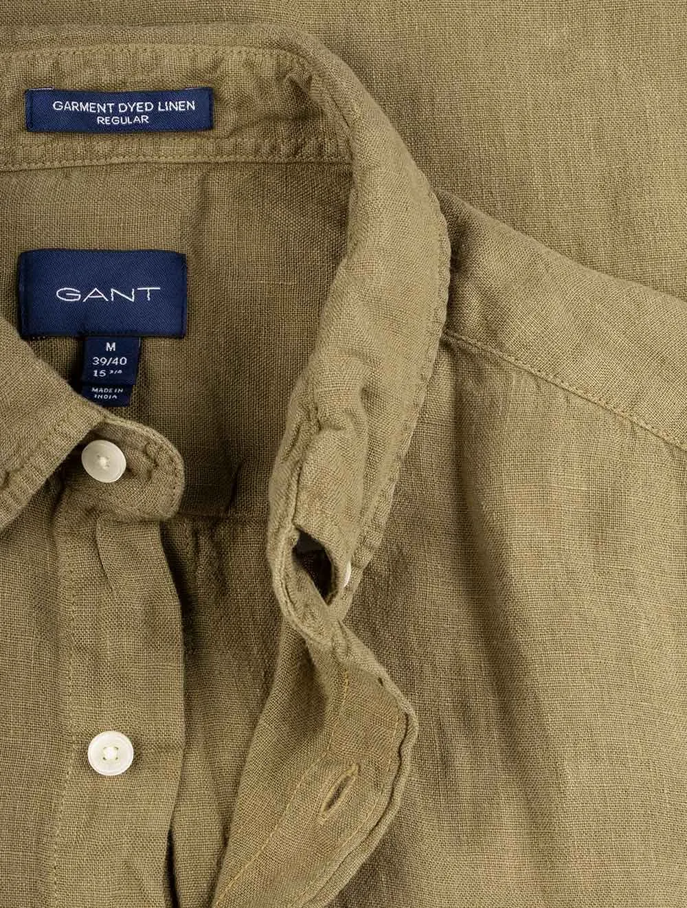 Regular Fit Garment Dyed Linen Shirt Racing Green