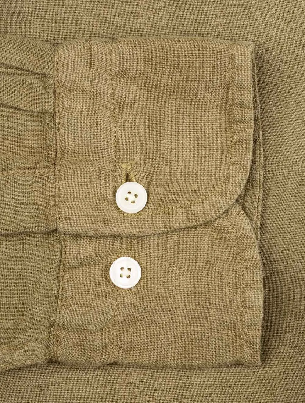 Regular Fit Garment Dyed Linen Shirt Racing Green