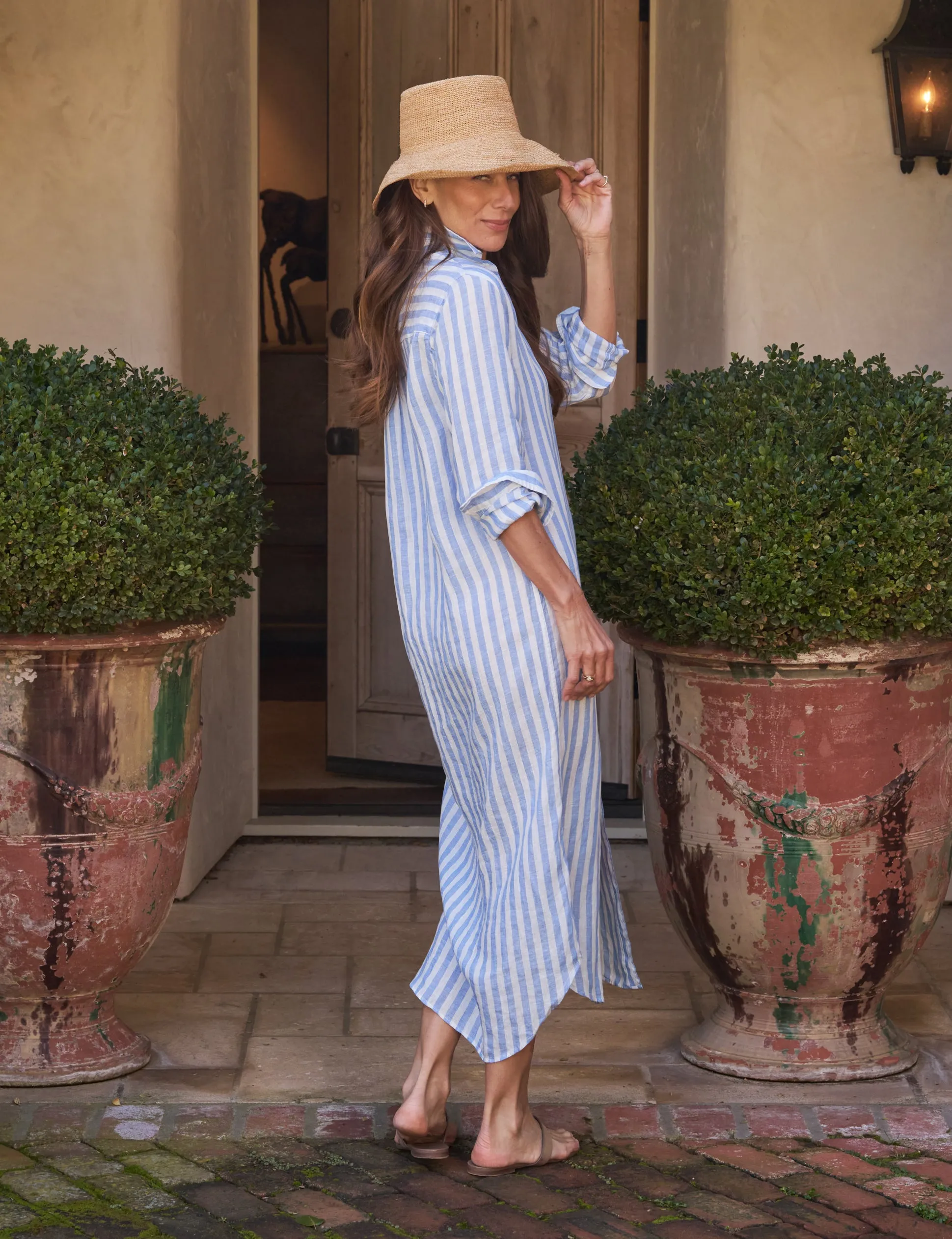 RORY Wide White and Blue Stripe, Classic Linen