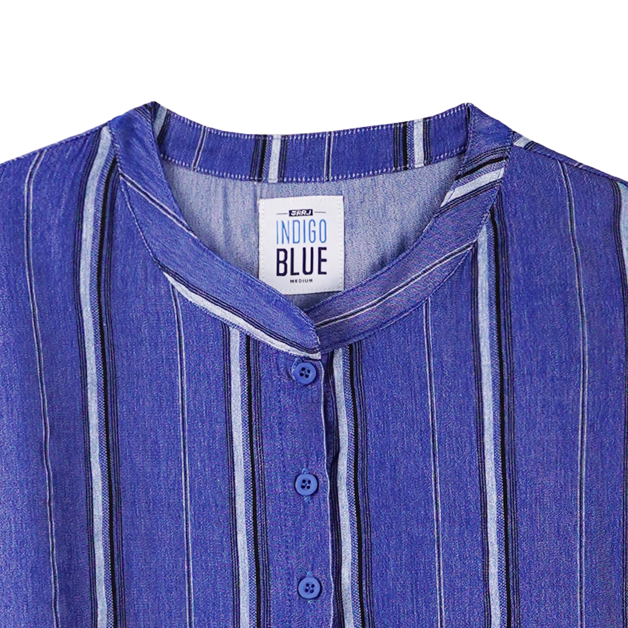 RRJ Basic Woven for Ladies Regular Fitting Shirt Trendy fashion Casual Top Blue Shirt for Ladies 128377 (Blue)
