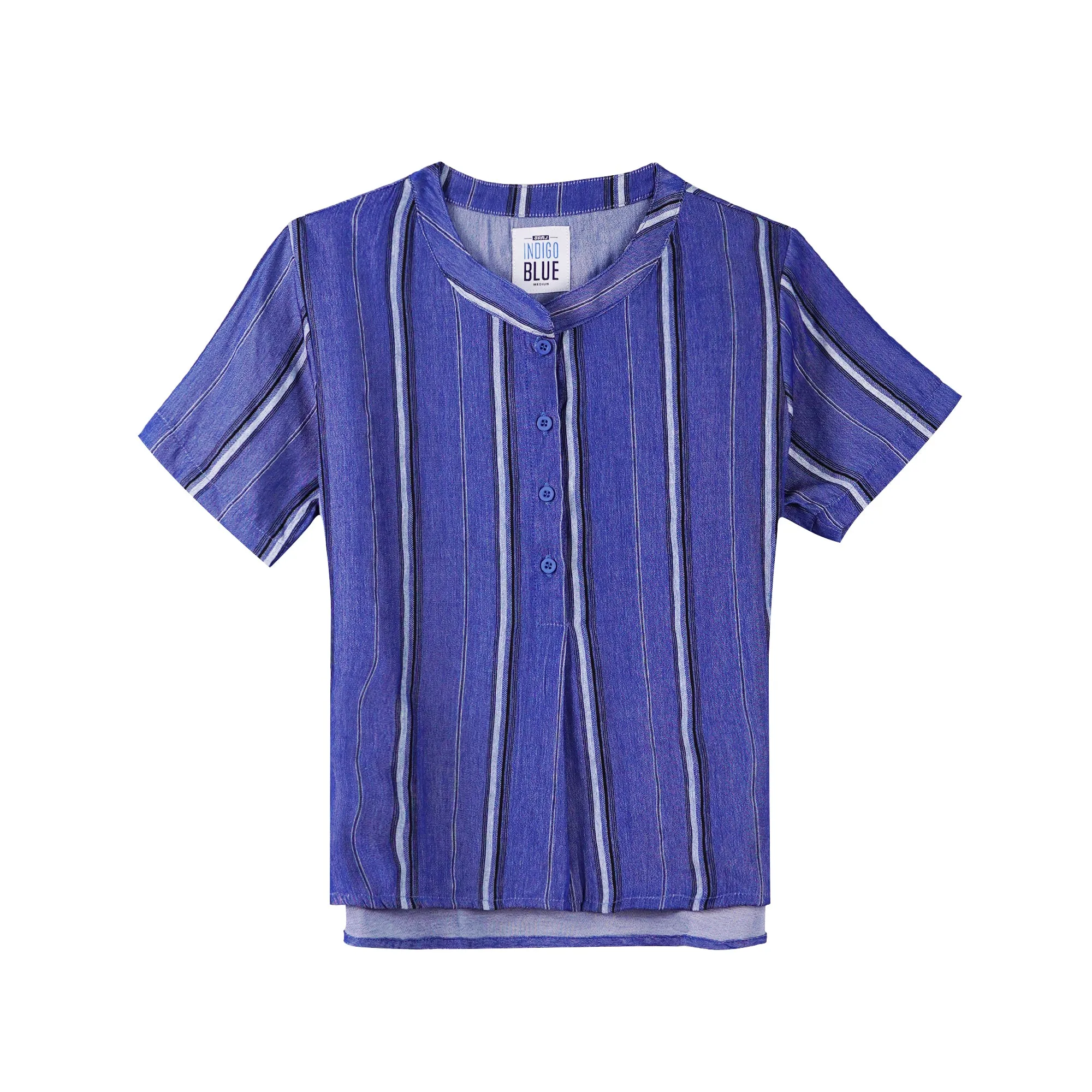 RRJ Basic Woven for Ladies Regular Fitting Shirt Trendy fashion Casual Top Blue Shirt for Ladies 128377 (Blue)
