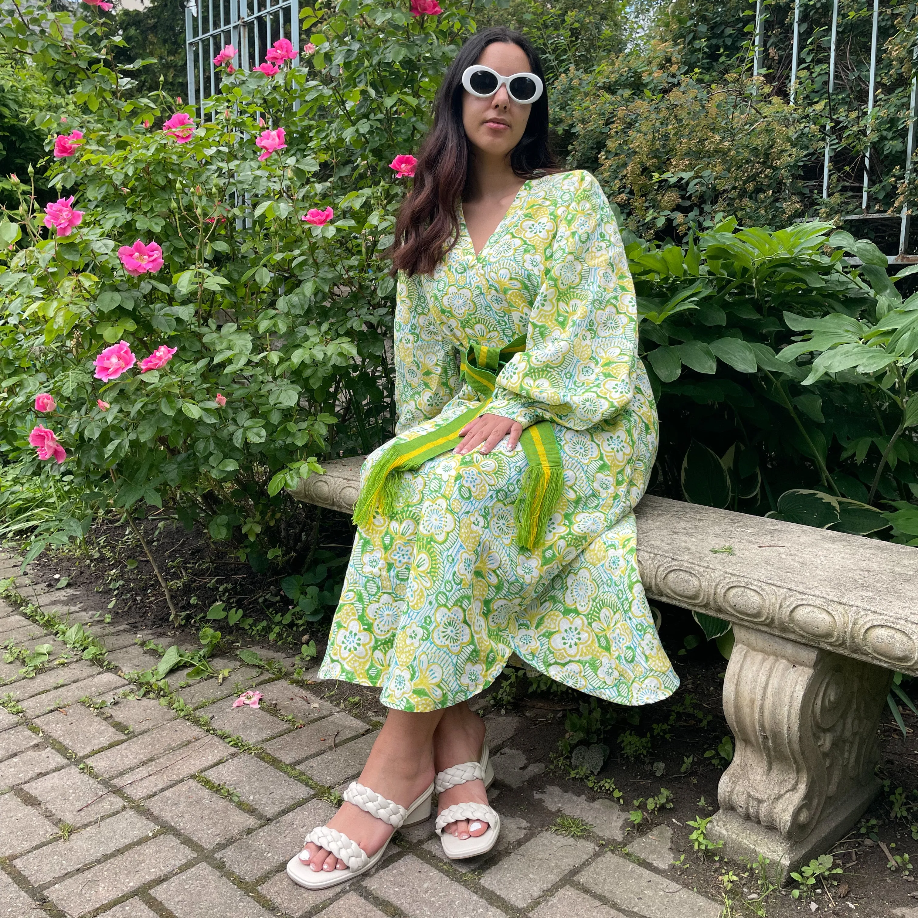 Ruby Linen Dress in Citrus Peony