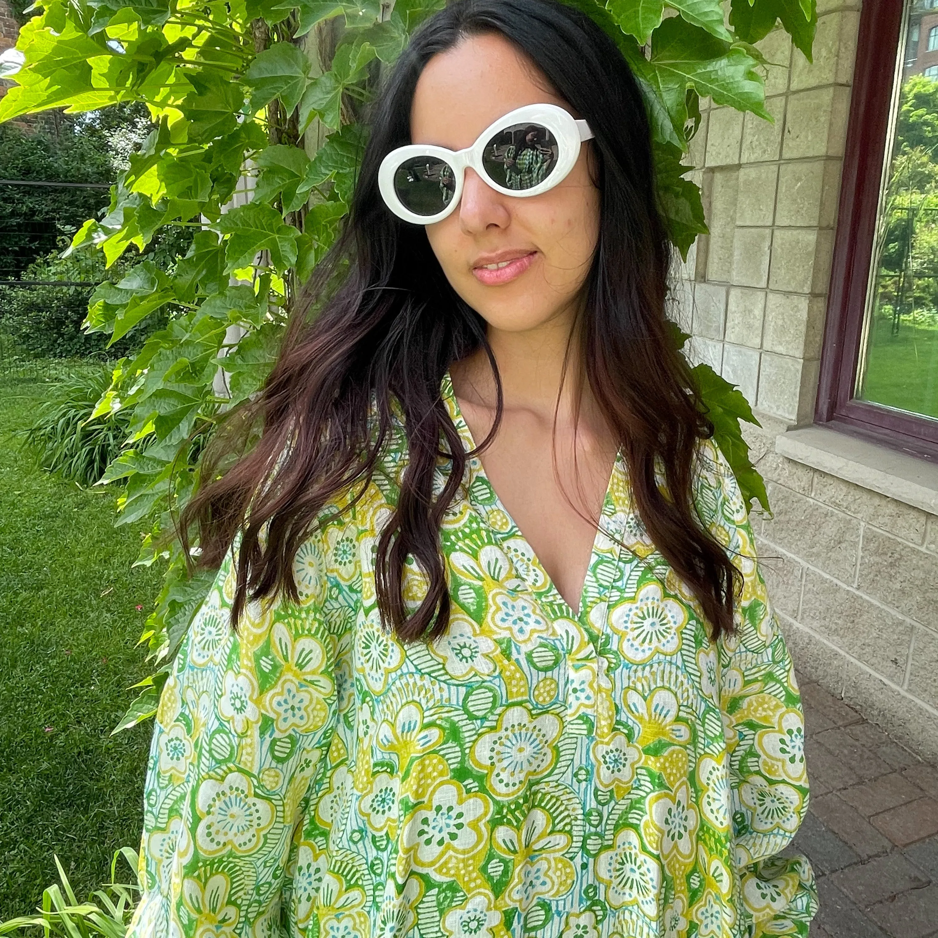 Ruby Linen Dress in Citrus Peony
