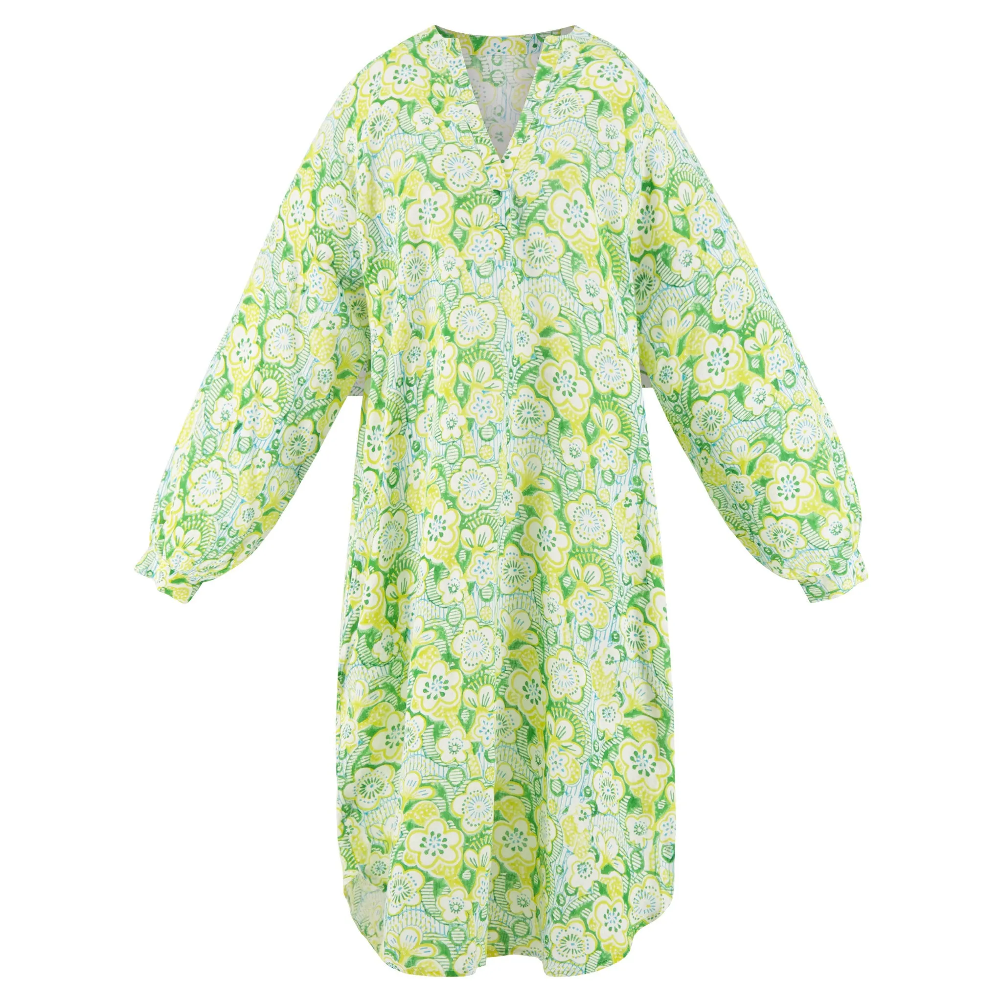 Ruby Linen Dress in Citrus Peony