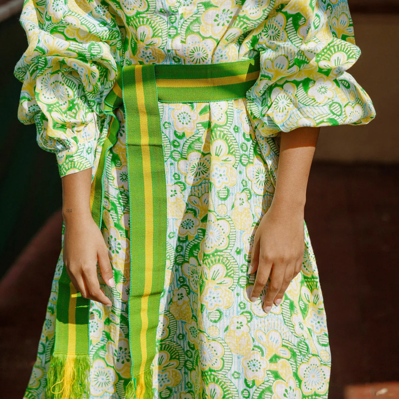 Ruby Linen Dress in Citrus Peony