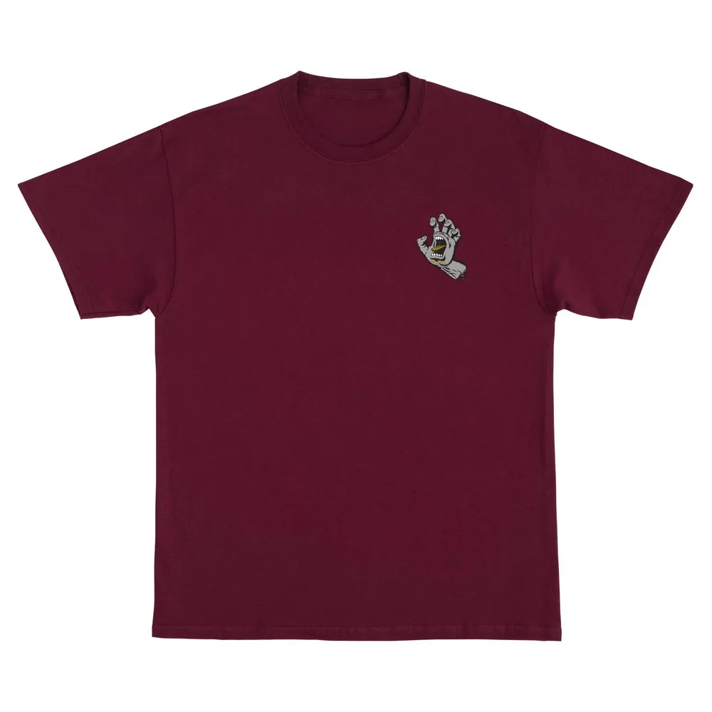 Santa Cruz Screaming Hand Mens T-Shirt - MAROON W/GREY/GOLD