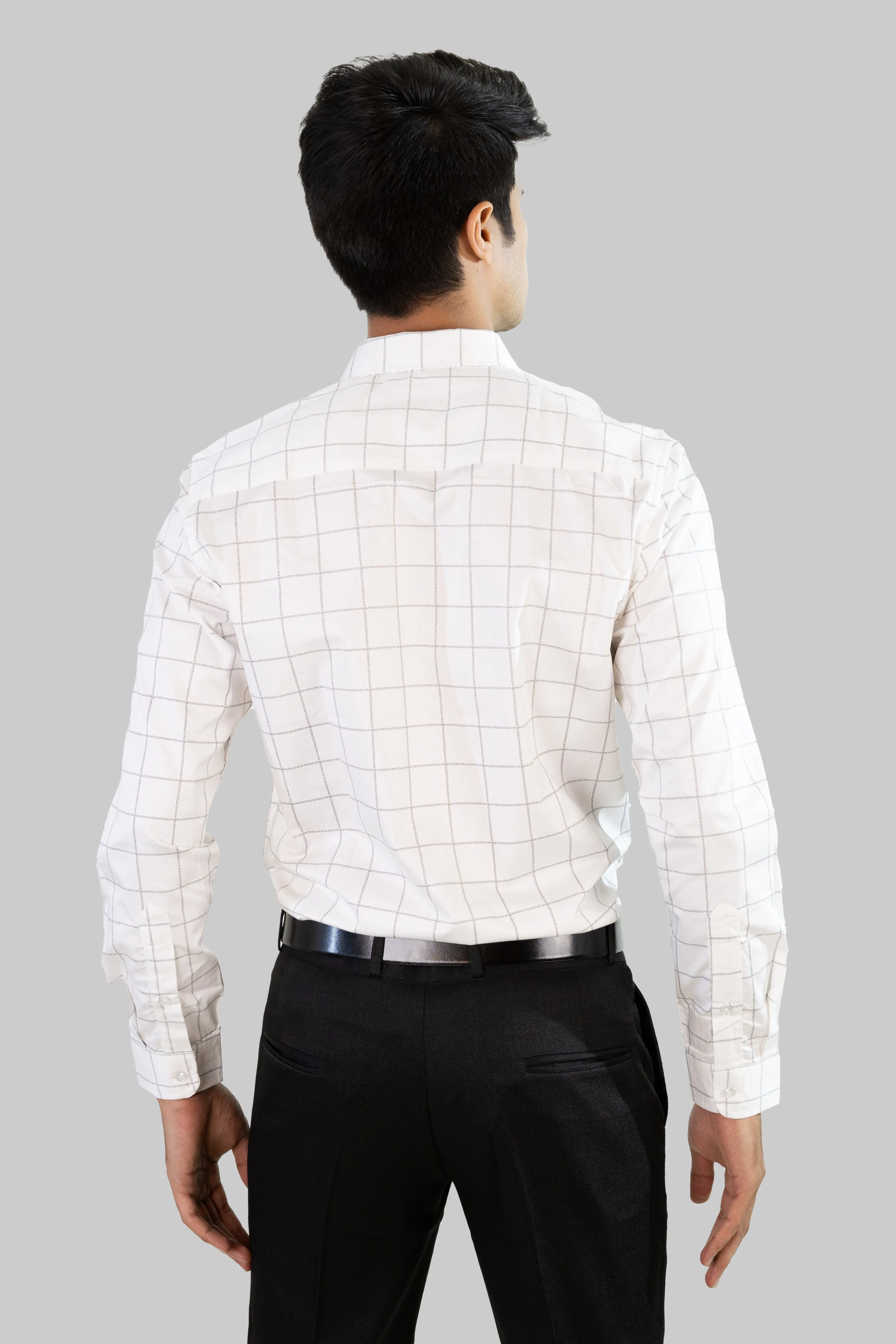 Satin Grid Shirt - White