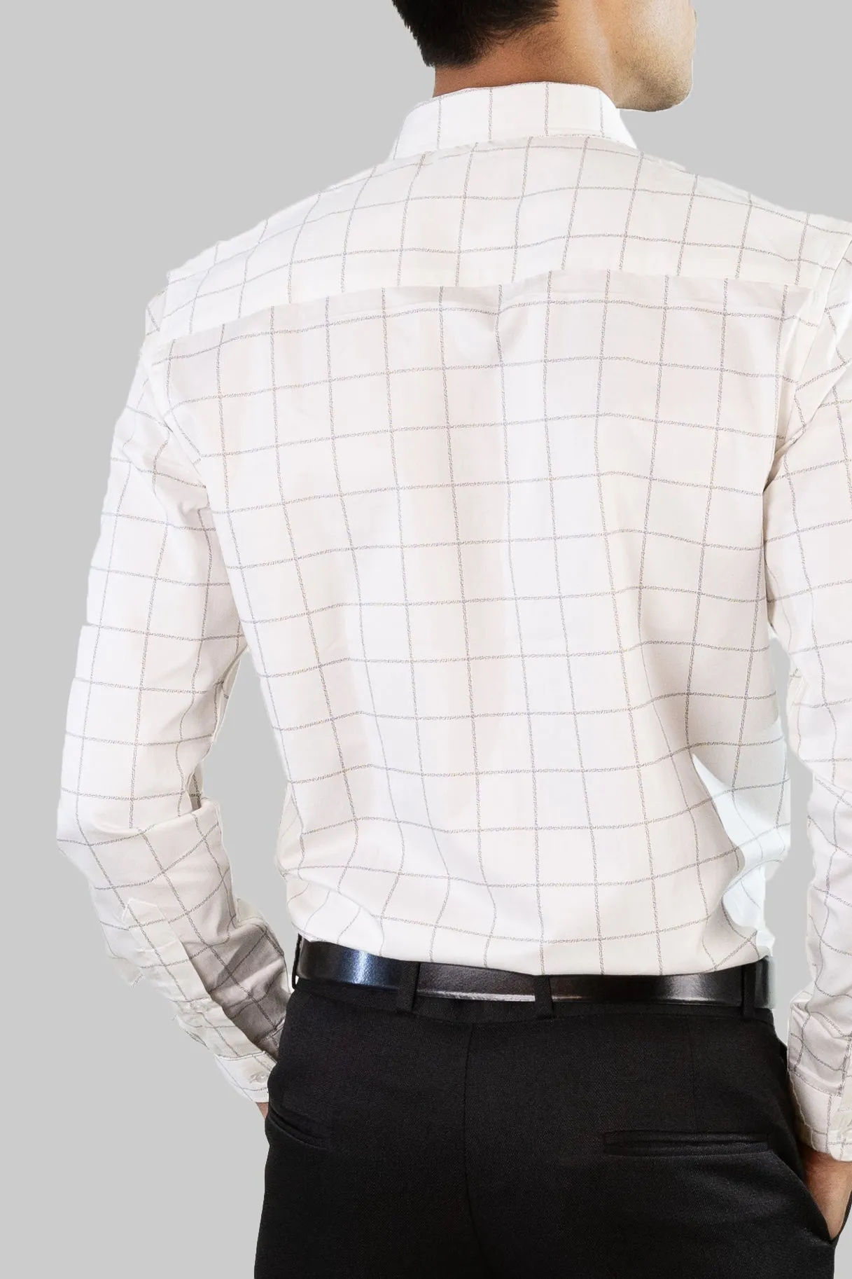 Satin Grid Shirt - White