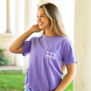 Sigma Sigma Sigma Block Letters Pocket Tee - Violet