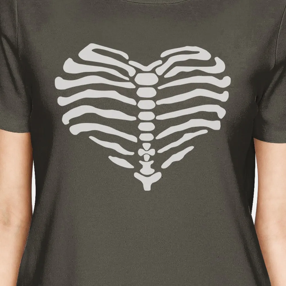 Skeleton Heart Womens Dark Grey Shirt