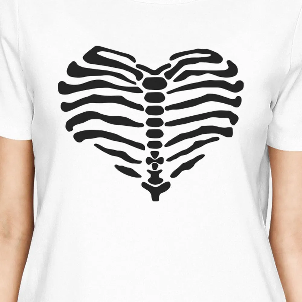 Skeleton Heart Womens White Shirt