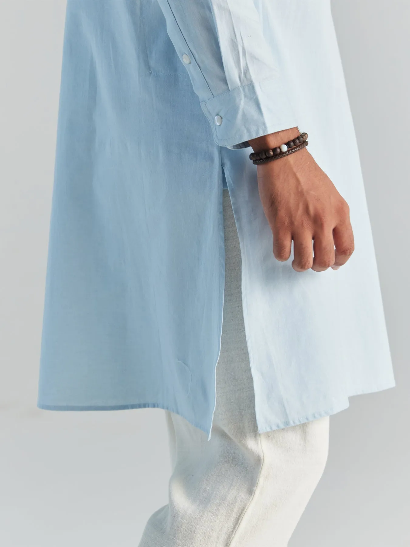 Sky Blue Airy Linen Long Kurta