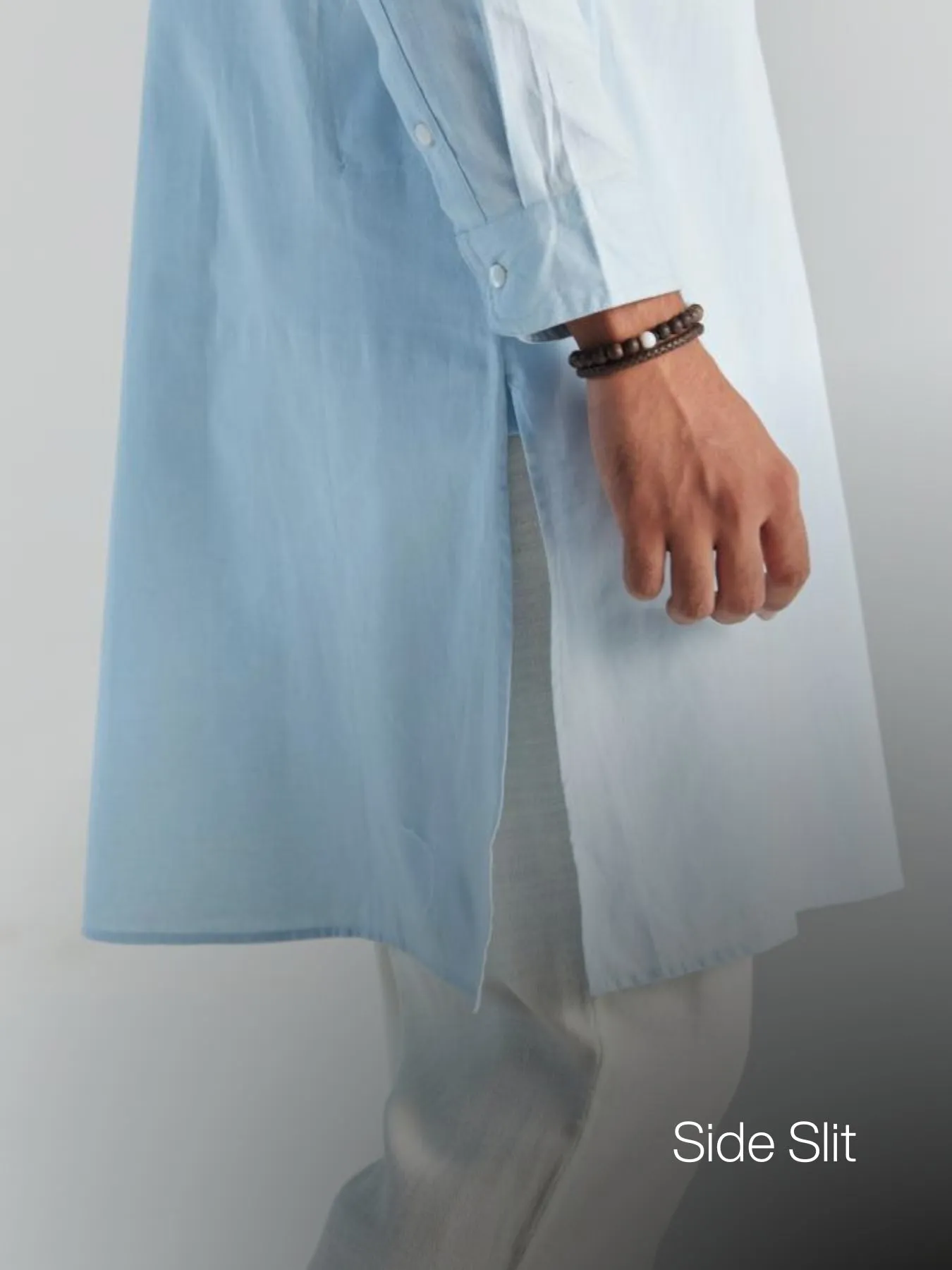 Sky Blue Airy Linen Long Kurta