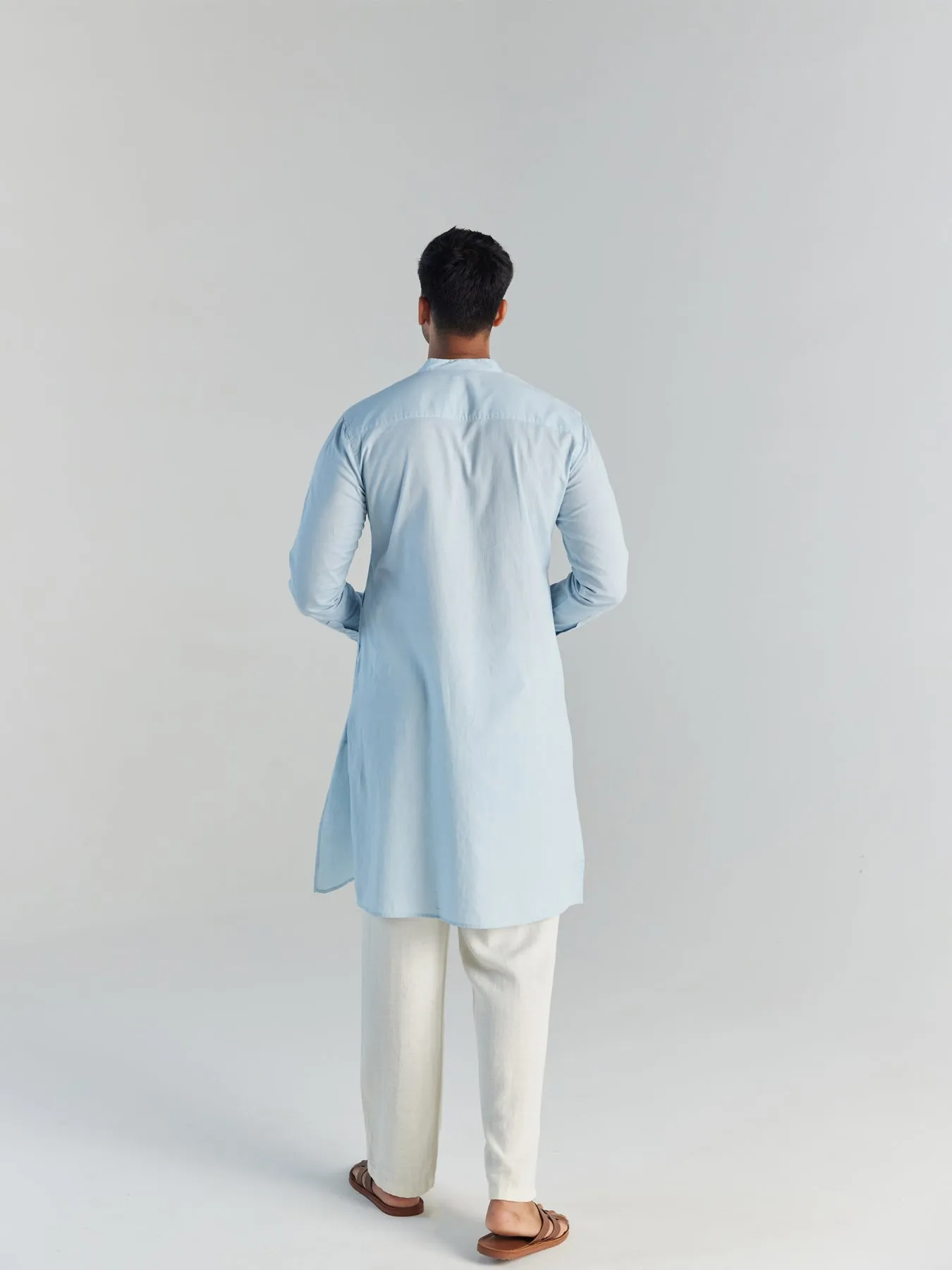 Sky Blue Airy Linen Long Kurta