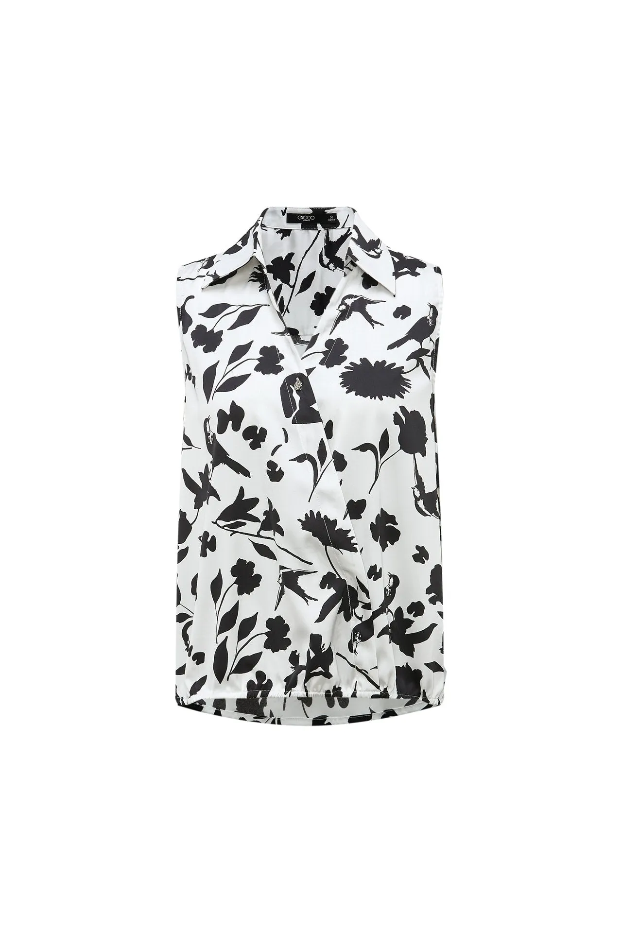 Sleeveless Floral Wrapped Blouse