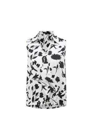 Sleeveless Floral Wrapped Blouse