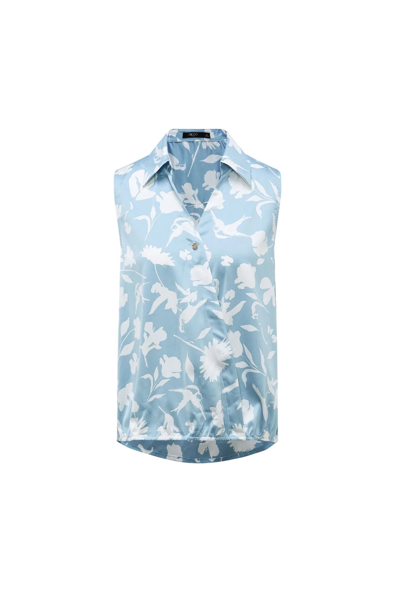 Sleeveless Floral Wrapped Blouse