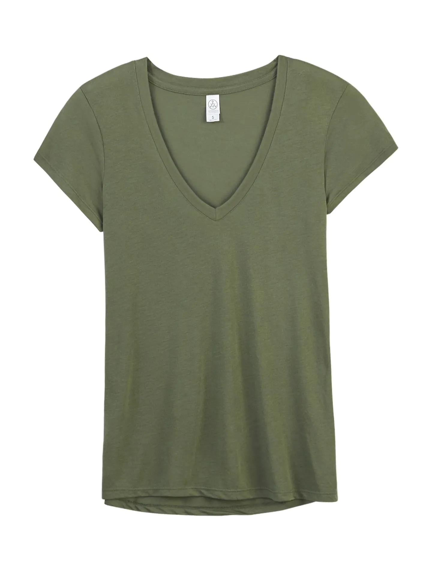 Slinky Jersey V-Neck T-Shirt (Army Green)