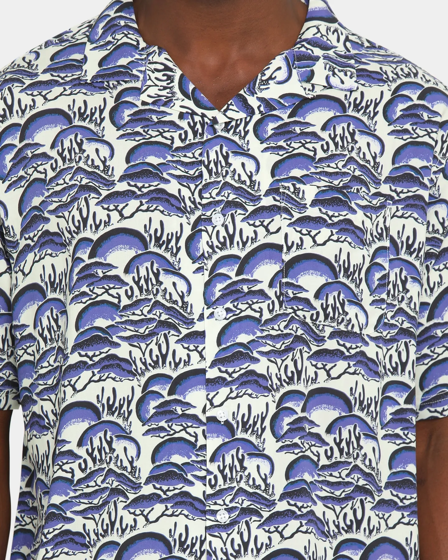 Stussy Coral Pattern Short Sleeve Shirt Blue