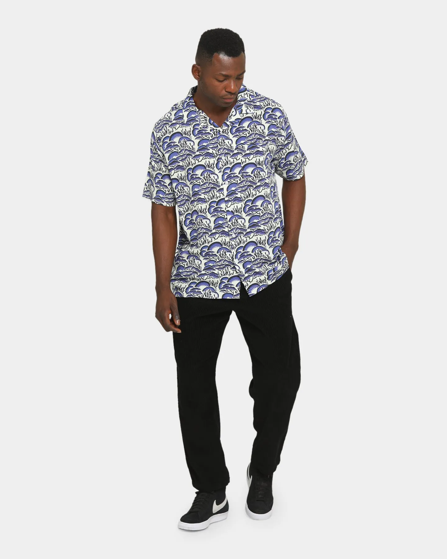 Stussy Coral Pattern Short Sleeve Shirt Blue