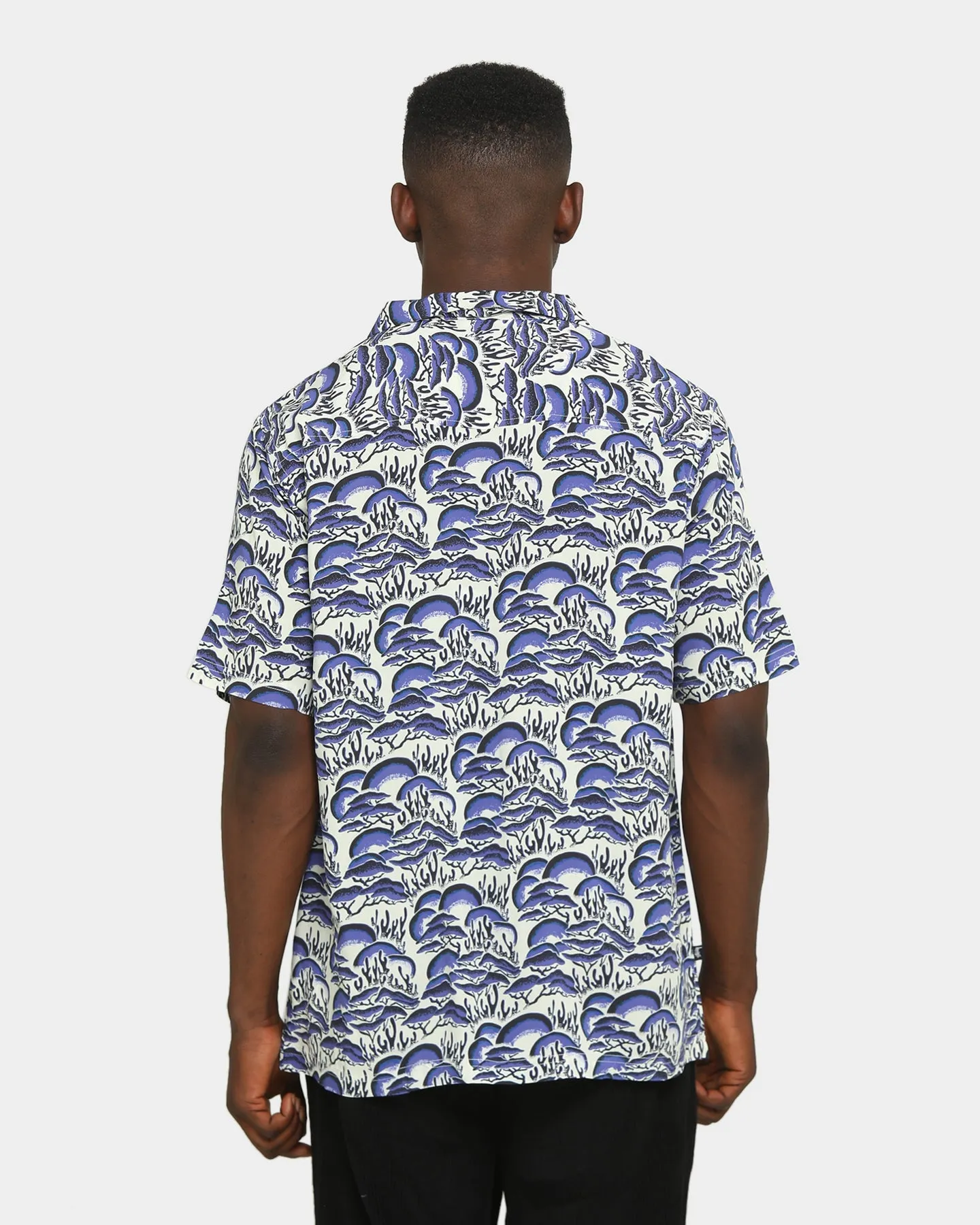 Stussy Coral Pattern Short Sleeve Shirt Blue