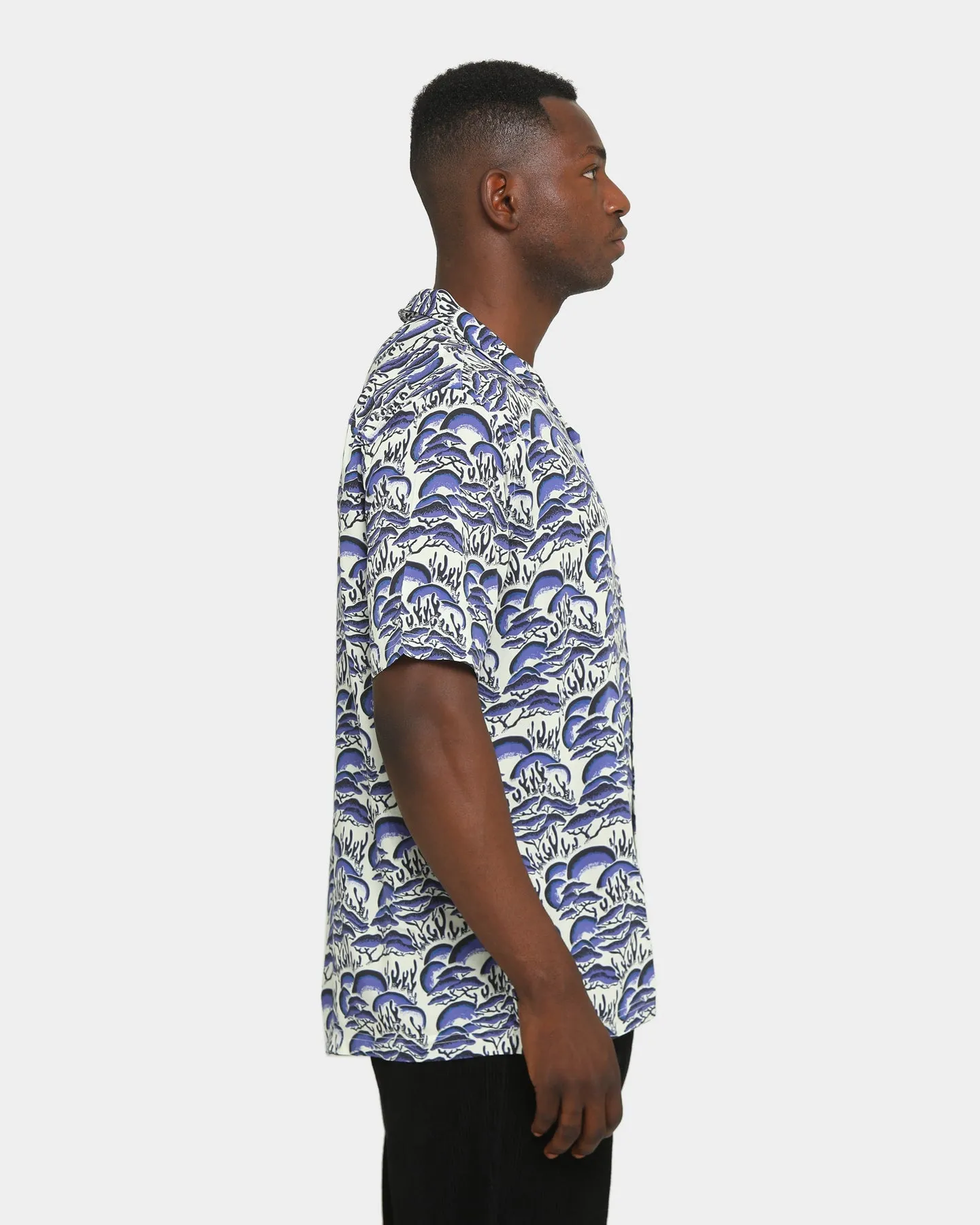 Stussy Coral Pattern Short Sleeve Shirt Blue